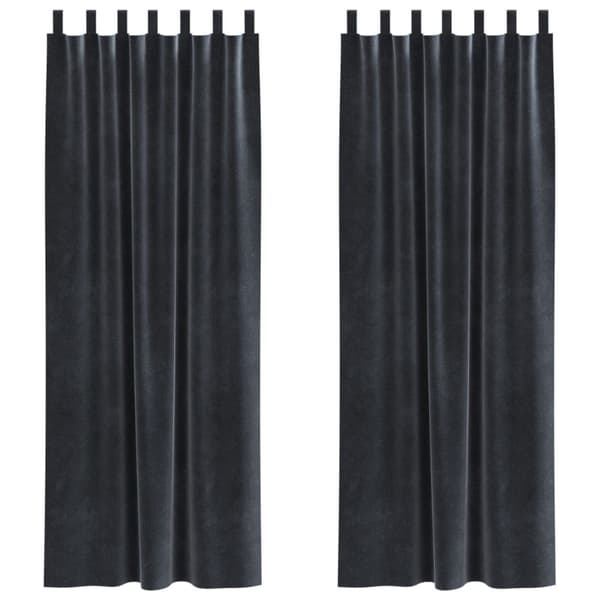 Pimentävät verhot 2 kpl tummanharmaa 140 x 225 cm sametti-FX-