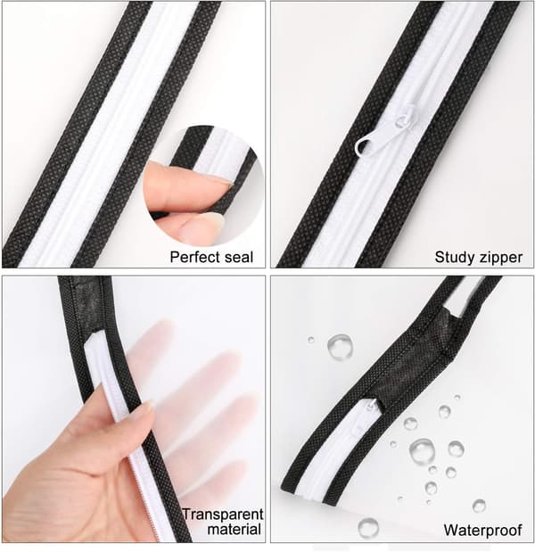 Plastpåsar för kläder, 12-pack, transparenta, damm- och malsäkra, skyddspåsar med dragkedja-FX-