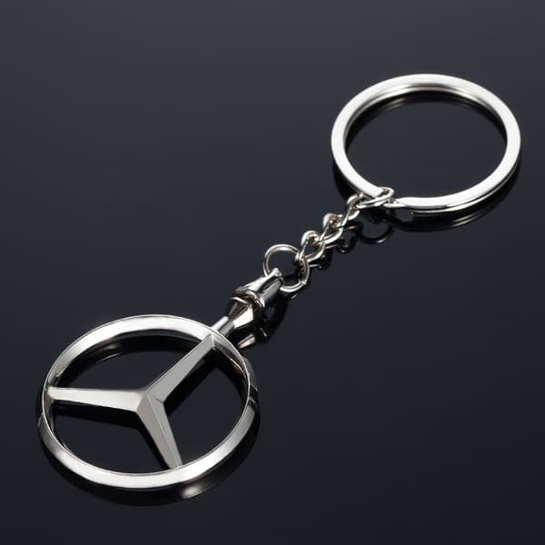 2 stk. billogo nøglering - 3D krom metal bil benz nøglering legering nøgleholder-FX-