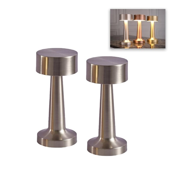 Bordslampa med touchfunktion 2-pack - WELLNGS silver
