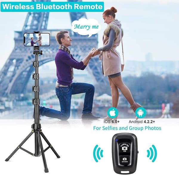 1,6 m telefonstativ og Bluetooth selfie-pinne stativ, telefonstativ med Bluetooth fjernkontroll-FX-