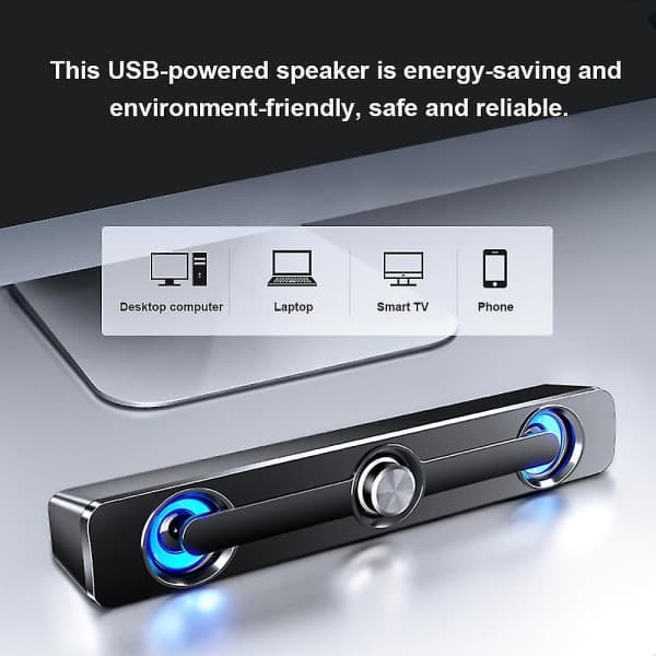 USB computerhøjttalere med subwoofer | Kraftfuld stereolyd til pc og bærbar computer