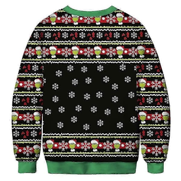 Dame Herre Par Jule Stygg Genser Genser Grinchen Trykk Rund Hals Pullover Genser Langermet Grønt Monster E 2XL E-FX- E 2XL