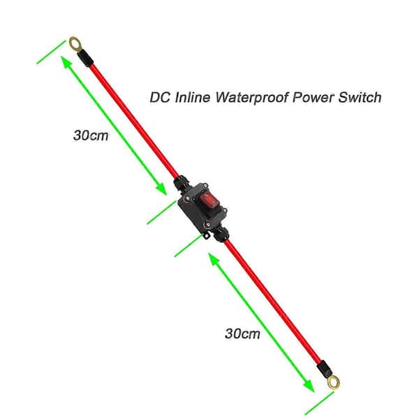 12V DC Inline Rocker Switch, 25A IP67 Vandtæt Afbryder med Quick Connect Terminaler-FX-