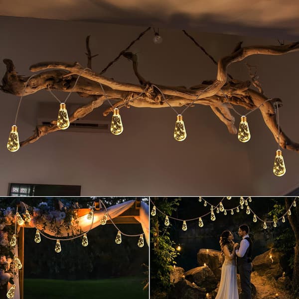 Solar String Lights Outdoor Garden - 8M 16 LED Unbreakable Waterproof Lights, Hemp Rope Solar String Lights with (Warm White), CJY-FX-