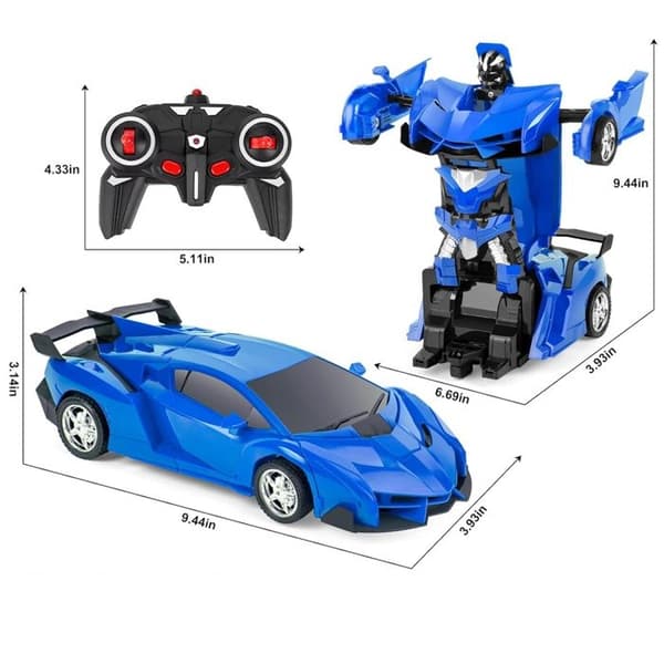 Fjernstyret bil, 2 i 1 transformerbar bilrobot, legetøj til drenge og piger, børn fra 3 til 12 år, julegave til børn (blå)-FX-