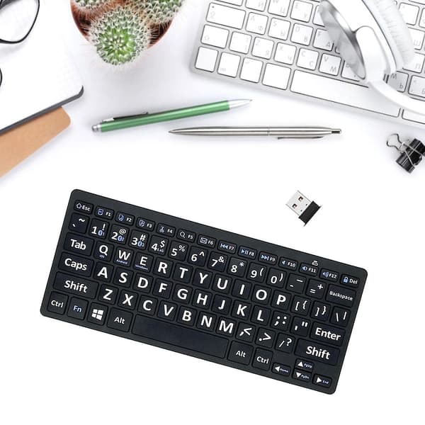 2.4G trådløst tastatur 78 taster stor tekst for eldre stasjonær datamaskin bærbar PC-FX-
