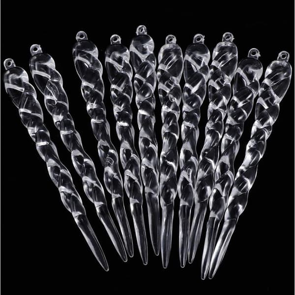 36 stk. juleistapspynt 13 cm gennemsigtige akryl istapspynt hvid-FX-