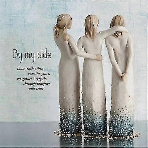 Willow-Tree \"By My Side\" käsinmaalattu veistos 3 sisaresta -FX-