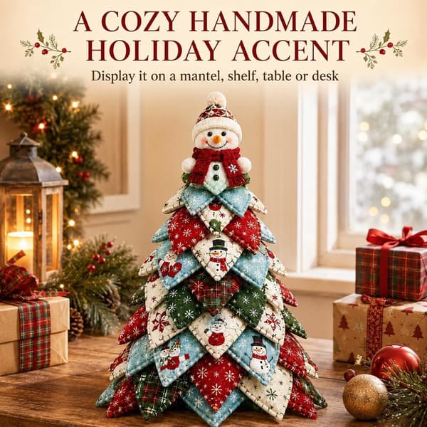 DIY-kit för quiltad julgran, 3D-tygpatchwork-sömnadspyssel för nybörjare, komplett sömnadskit med mallar-FX-