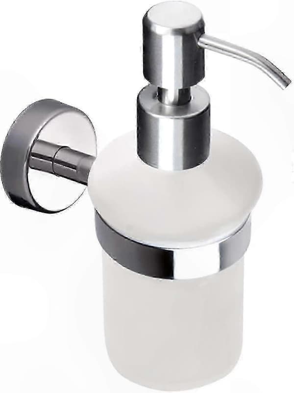 Väggmonterad tvåldispenser i frostat glas med stativ i rostfritt stål-FX-