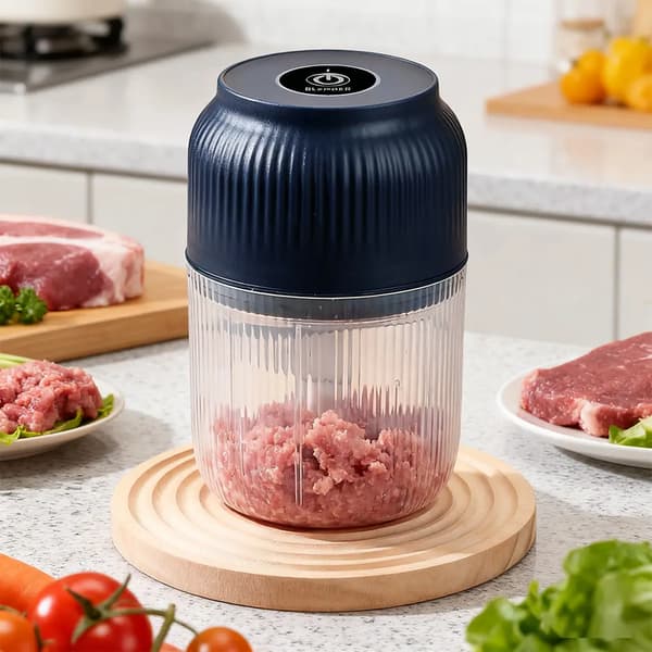 Electric Garlic Chopper, 4 Sharp Blades, Portable Vegetable Chopper, 300ml Garlic Grinder, Onion Chopper, Vegetable Mixer-FX-