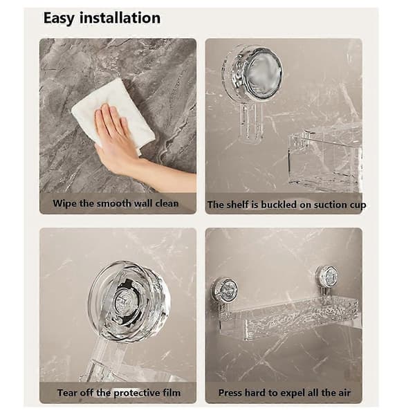 Large Drill-Free Bathroom Shower Shelf Wall Mounted Punch-Free Storage Basket Bathroom Suction Cup Storage Rack-FX-