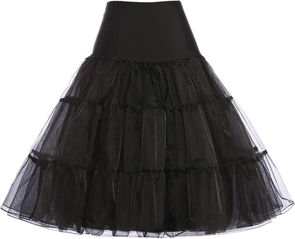 50'er underkjole Rockabilly kjole Crinoline Tutu kompatibel med kvinder Sort Sort-FX- Black M