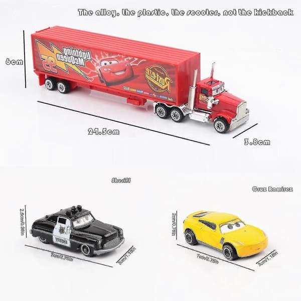6 stk. Biler 3 Lynet McQueen Jackson Storm Mack Onkel Lastbil Metal Bil Model Legetøj Gave Legetøjssæt-FX-