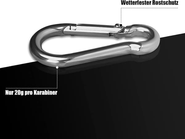 10 x 304 karbinhakar i rostfritt stål Liten karbinhake 40 mm x 4 mm Ex.-FX-