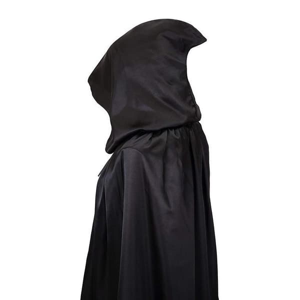 Sort hætteklædt Darth Vader-kappe til middelalder-, cosplay- og halloweenkostume (L)-FX-