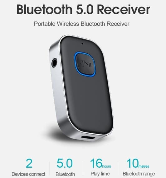 Bluetooth-sender/-modtager til bil bærbar 3,5 mm Aux trådløs lydadapter til hjemmestereo kablede hovedtelefoner-FX-