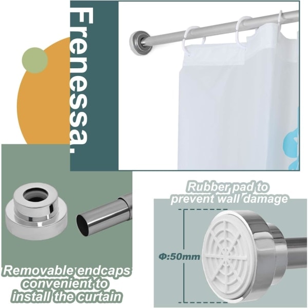 Uttrekkbar Teleskopisk Gardinstang i Rustfritt Stål Spennstang Nett Voile Dusjforhengstang (65-100cm)【HY】