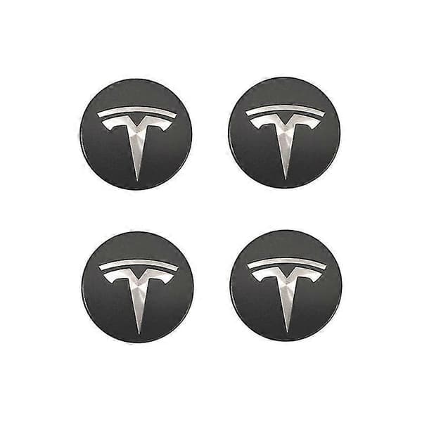XYC Passer til Tesla Model 3 Hjulcenterplastlogo - Mørkegrå Sølvlogo (fire pakker)-FX-