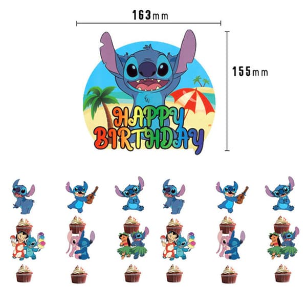 26 stk. Stitch kagepynt, fødselsdagskagepynt, cupcake-indstik -FX-