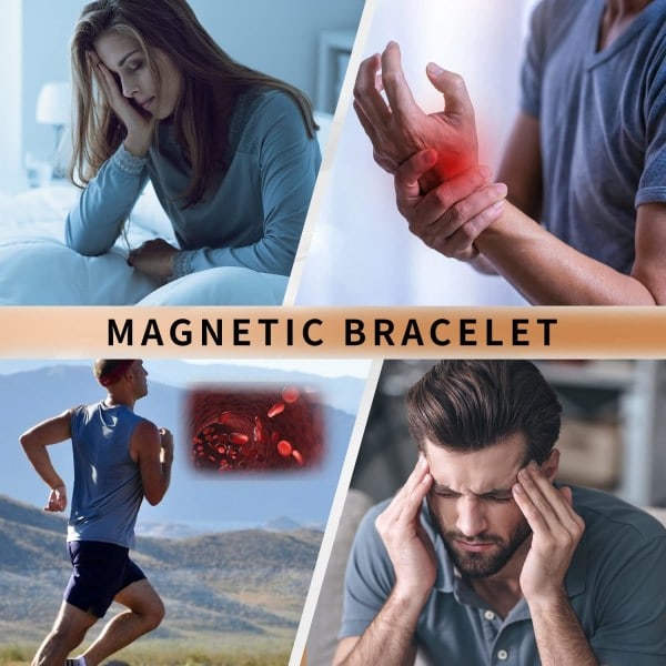 Magnetarmband för män, Titanstålarmband med magnetlänkar för män, Ultratåligt dubbelradigt magnetarmband