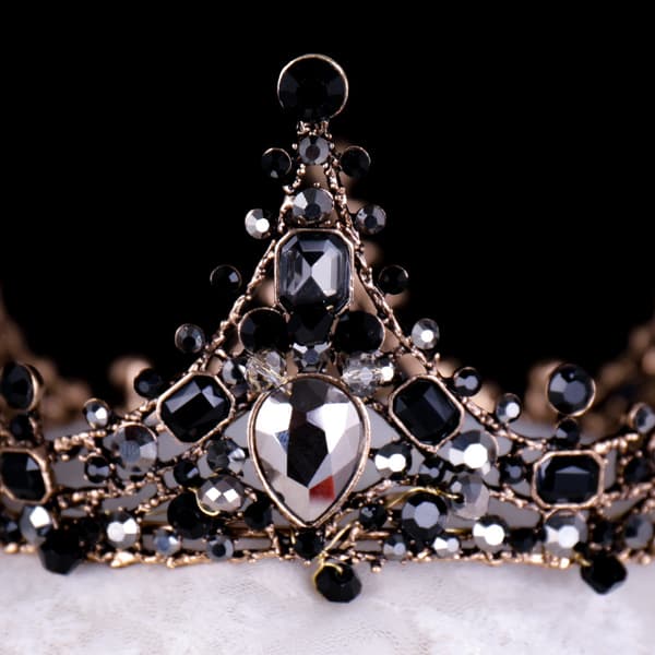 Barok sort krone gotisk tiara og kroner krystal brude dronning hovedpynt-FX-