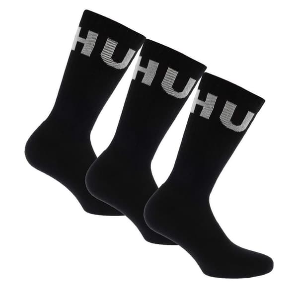 Hugo Unisex Voksen Ikoniske Kontrast Logo Strømper (3-pak) 5 -8 Sort{YDE}-FX-