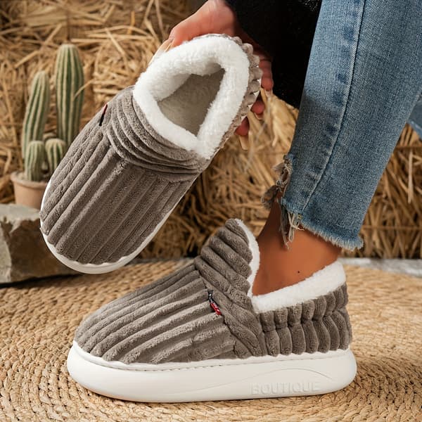 Plus-size ankelstøvler i fløjl til kvinder – afslappede, elegante og varme hjemmesko EU 40.5-41 Navy