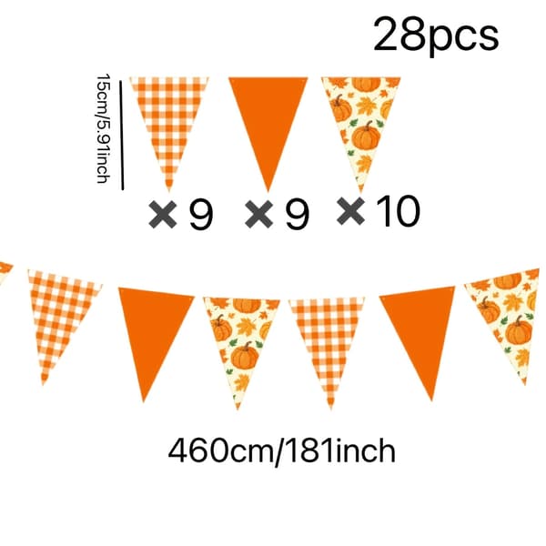 Høstgresskar Lønneblad Trekantflaggbanner for Høstbryllup Bursdager Hagepynt Thanksgiving-fest 28pcs