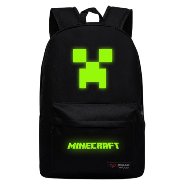 Minecraft Barn Skoleveske Ryggsekk Reiseryggsekk Svart