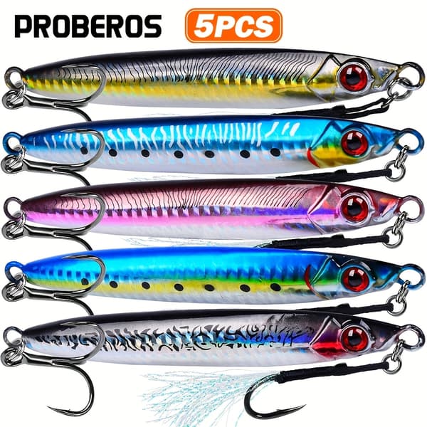 PROBEROS 5st Blandade Lysande 3D Snabba Fiskedrag 0.74oz/21g Mixed Color