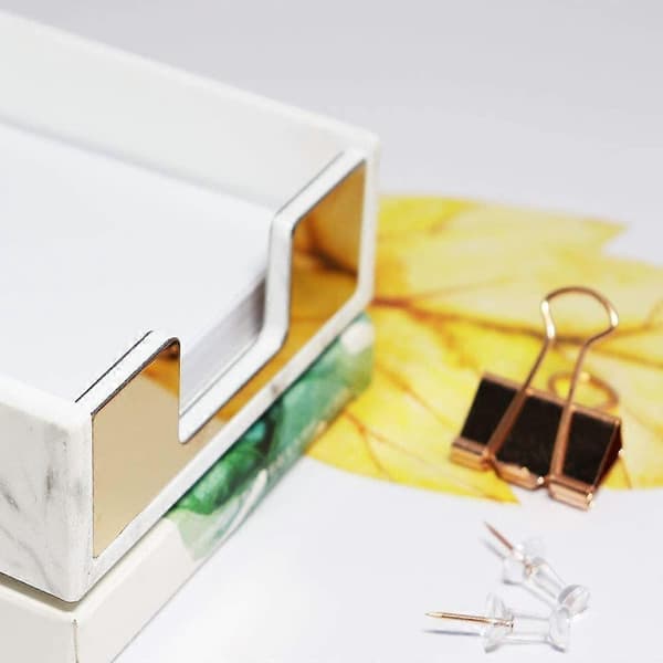 Notesblokholder Memoholder Rosaguld & Marmorhvid Tekstur Skrivebordsmateriale Organizer Tilbehør-FX-