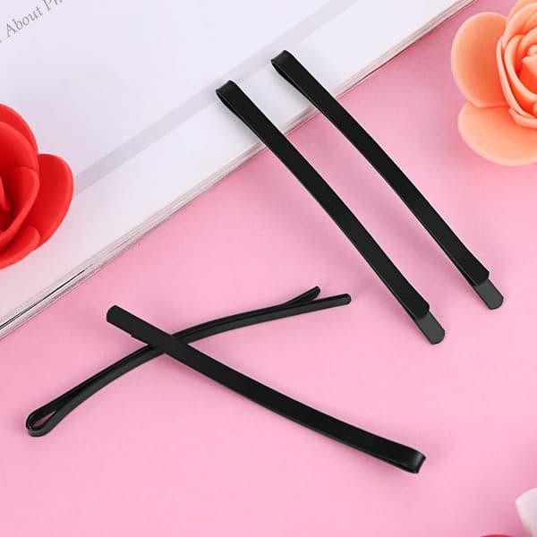 100 stk. brede hårnåle sorte metal bobby pins klassiske minimalistiske hårstylingklemmer til kvinder - --FX-