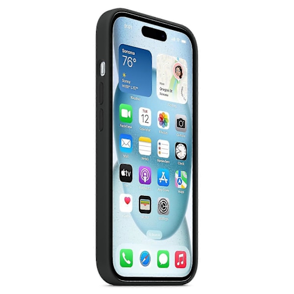 iPhone 15 Case Compatible with MagSafe Scratch-Resistant Silicone Case - Red Black-FX- Black iPhone 15