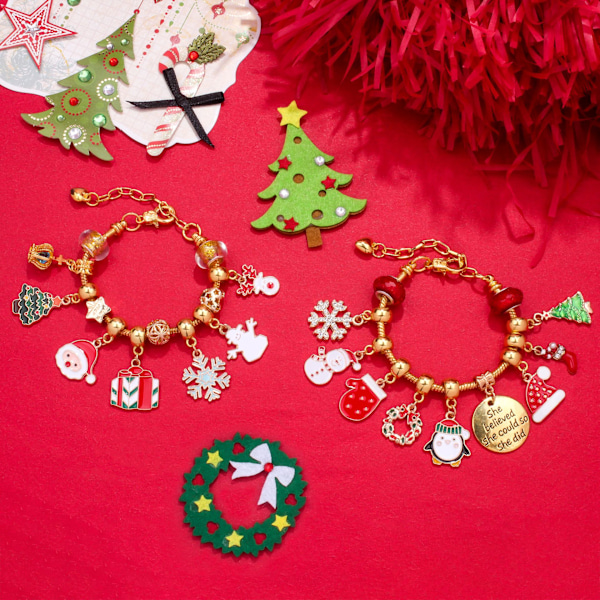 Gyllene Julnedräkningskalender Presentset DIY Pärl Armband Advent Julgran Blind Box B