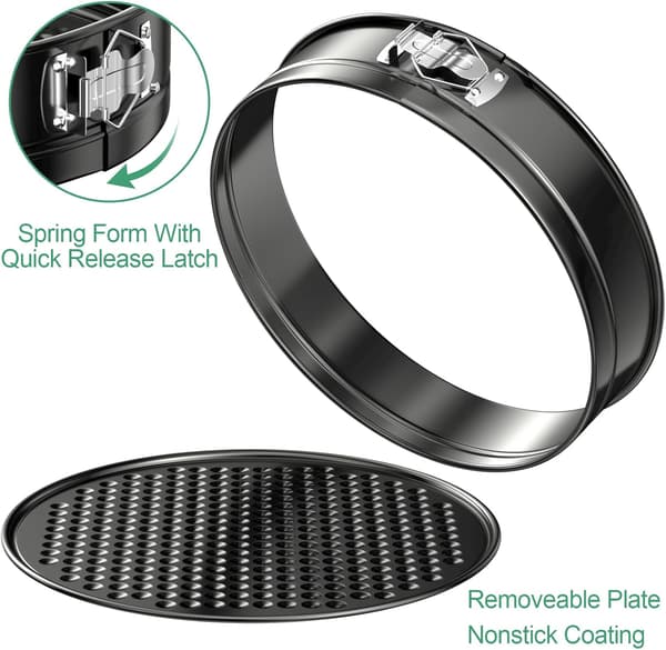 3 stk Runde Springformer, 12/18/22cm Runde Kakeformer, Non-Stick Sett Rustfritt Stål Springformer Avtakbar Bunn-FX-