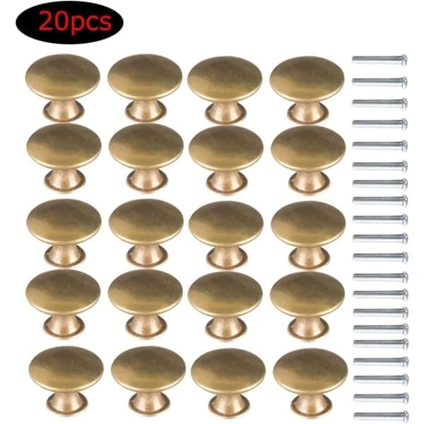 20-pakning vintage messing skapsknotter og skuffehåndtak-FX-