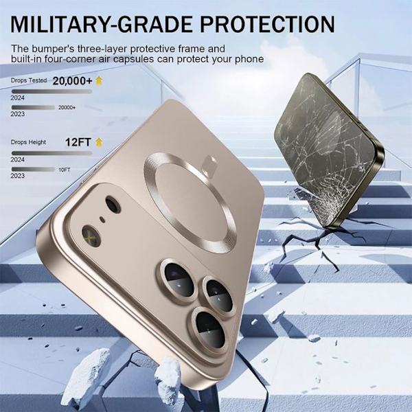 Smal silikonfodral för iPhone 17 Pro med magnetisk guldring-FX-
