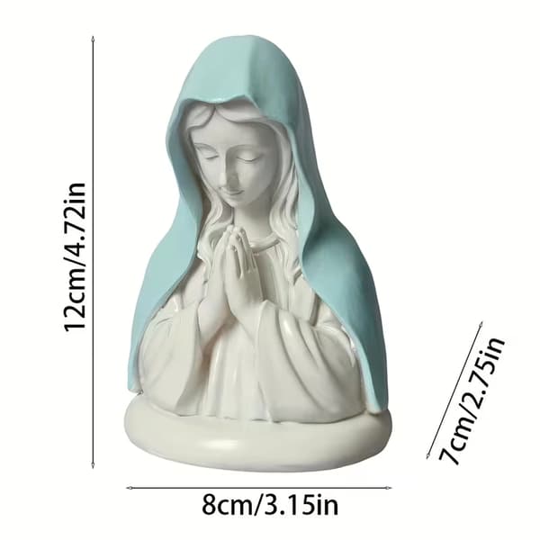 Bordpynt i harpiks med bedeskulptur, julepynt i art deco-stil til indendørs brug Virgin Mary