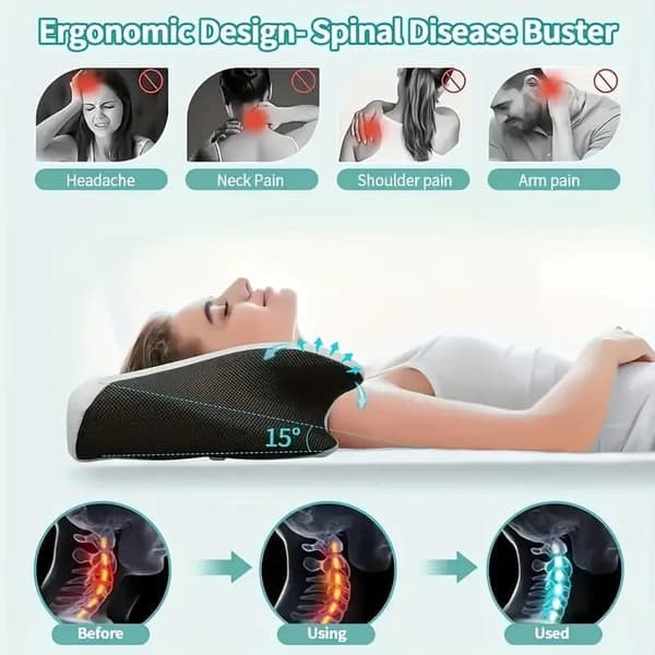 Ergonomic Orthopedic Pillow / Memory Foam Head Pillow - Breathable & Relieves Neck Pain Neck Pillow-FX-