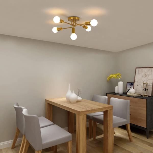 Industrial Ceiling Lamp E27 for Living Room Bedroom Kitchen Dining Room, Retro Design, without bulb-FX- Gold