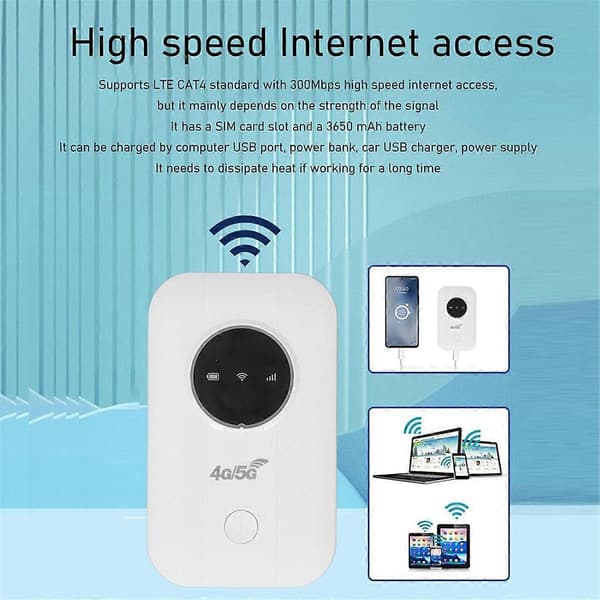 LTE 4G 5G Modem Router, 300 Mbps Hotspot Op til 10 Enheder, SIM-kortplads-FX-
