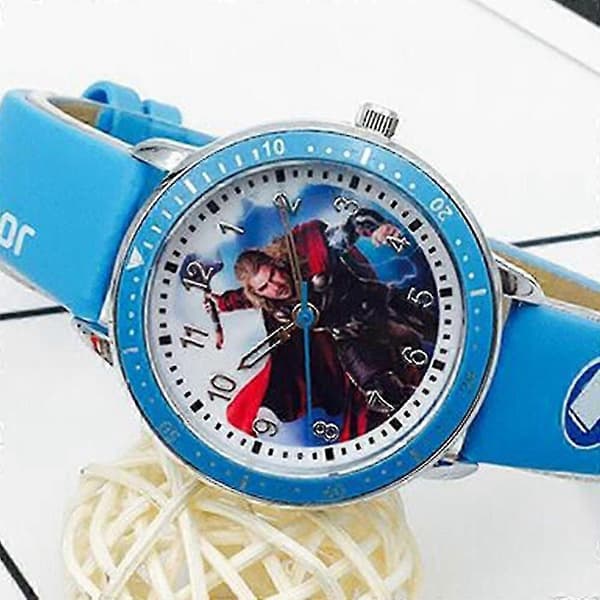 Barn Gutter Spider-man Thor Hulk Quartz Klokke Superhelt Tegneserie Quartz Armbåndsur Gaver-FX- Blue