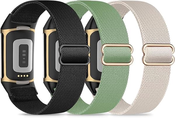 3 elastiske armbånd, kompatible med Fitbit Charge 5/Fitbit Charge 6 armbånd til mænd og kvinder, åndbare og justerbare C-FX- C