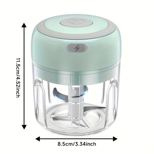 Elektrisk Madhakker 250ml USB Genopladelig 3 Knive 30W Mini Foodprocessor 250ml Green