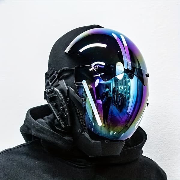 Punk Cyberwarrior Mask Halloween Cosplay Party Accessory PVC Symphony Blue