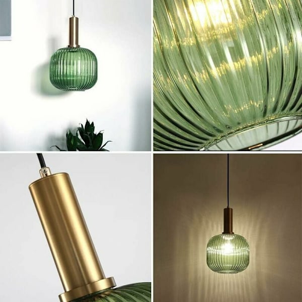 Industriell vintage-hänglampa, modern retro-stil hänglampa, pendellampa, glasskärm med polerad mässingslamphållare [Energiklass A++]
