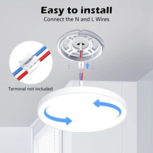 LED ceiling light, ceiling light, LED ceiling light 24W, 6500K, 2000LM, IP44 waterproof round modern simple white bathroom lamp for basement lamp Ø30cm-FX-