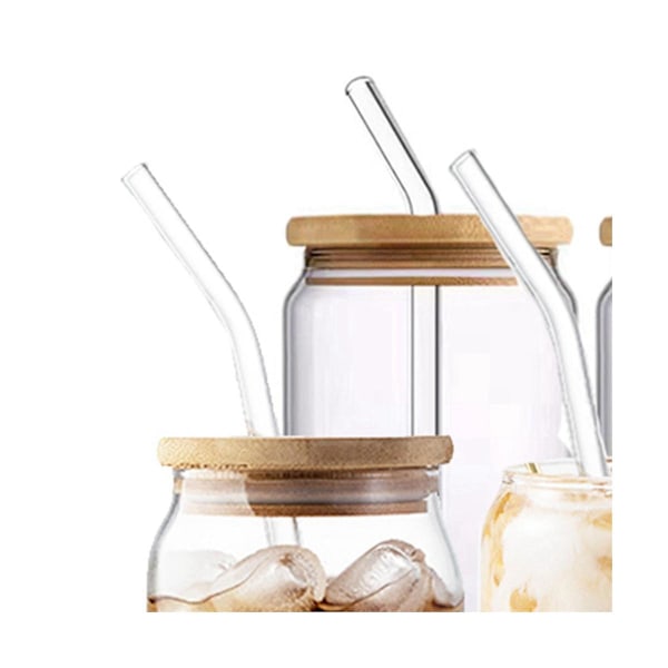 6 st 473 ml glas med lock och sugrör, transparenta glas för kaffe, öl, te, vinglas, hållbara dricksredskap【HY】